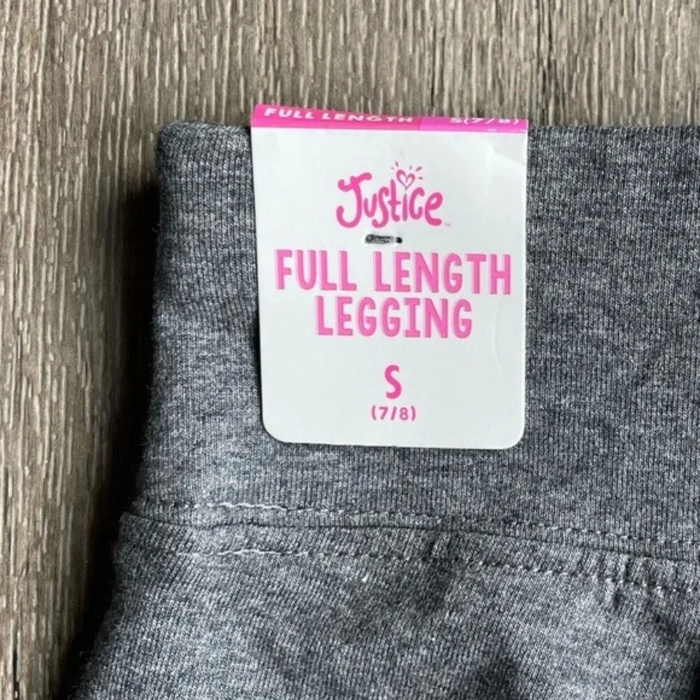 NWOT Justice Full Length Leggings Dark Grey S (7/8)